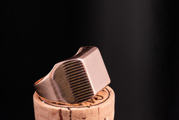 old shabby golden ring with smooth edges close-up