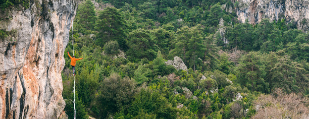 Highline in the mountains.