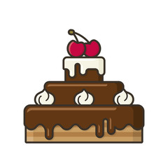 Chocolate cake isolated vector illustration  for #ChocolateCakeDay - 27th of January
