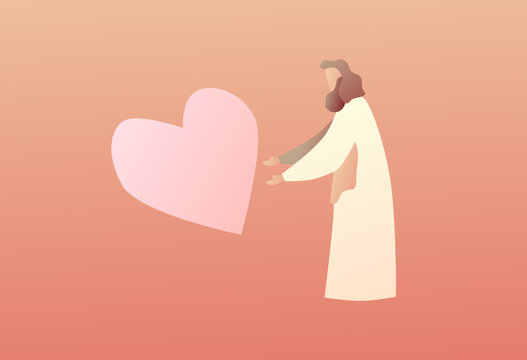 Jesus give a heart Is a cartoon style Vector and illustration.