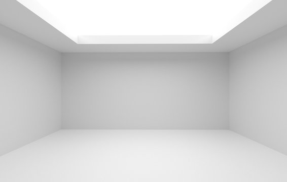 3d render and room decoration of Large bright empty room without a ceiling