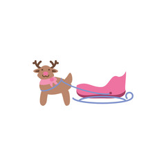Merry christmas reindeer with sled vector design