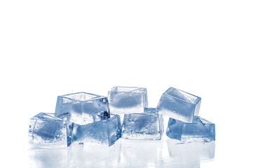 Obraz premium Ice cubes close up isolated on white background