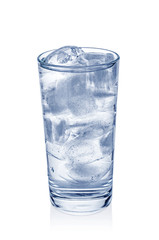 Glass with pure water and ice isolated on white background