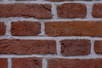 texture: old red brick house wall