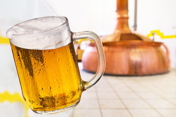 Glass of beer in the brewery