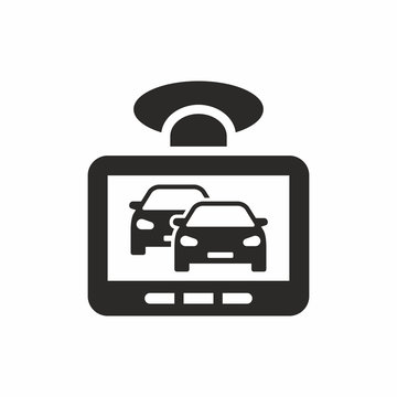 Car dash cam icon, DVR. Vector icon isolated on white background.