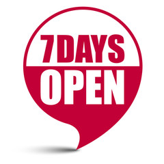 red vector banner seven days open