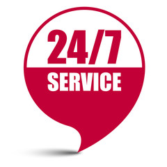 red vector banner 24/7 service