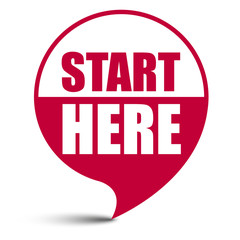 red vector banner start here