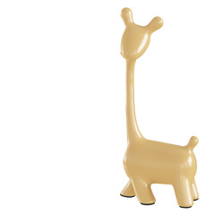 Beige decorative giraffe figurine on a white background. 3d rendering.