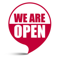 red vector banner we are open
