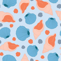 Seashells nautical seamless pattern design