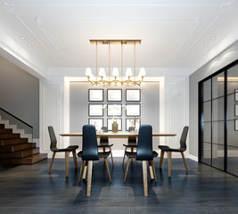 3d render of modern home dining room