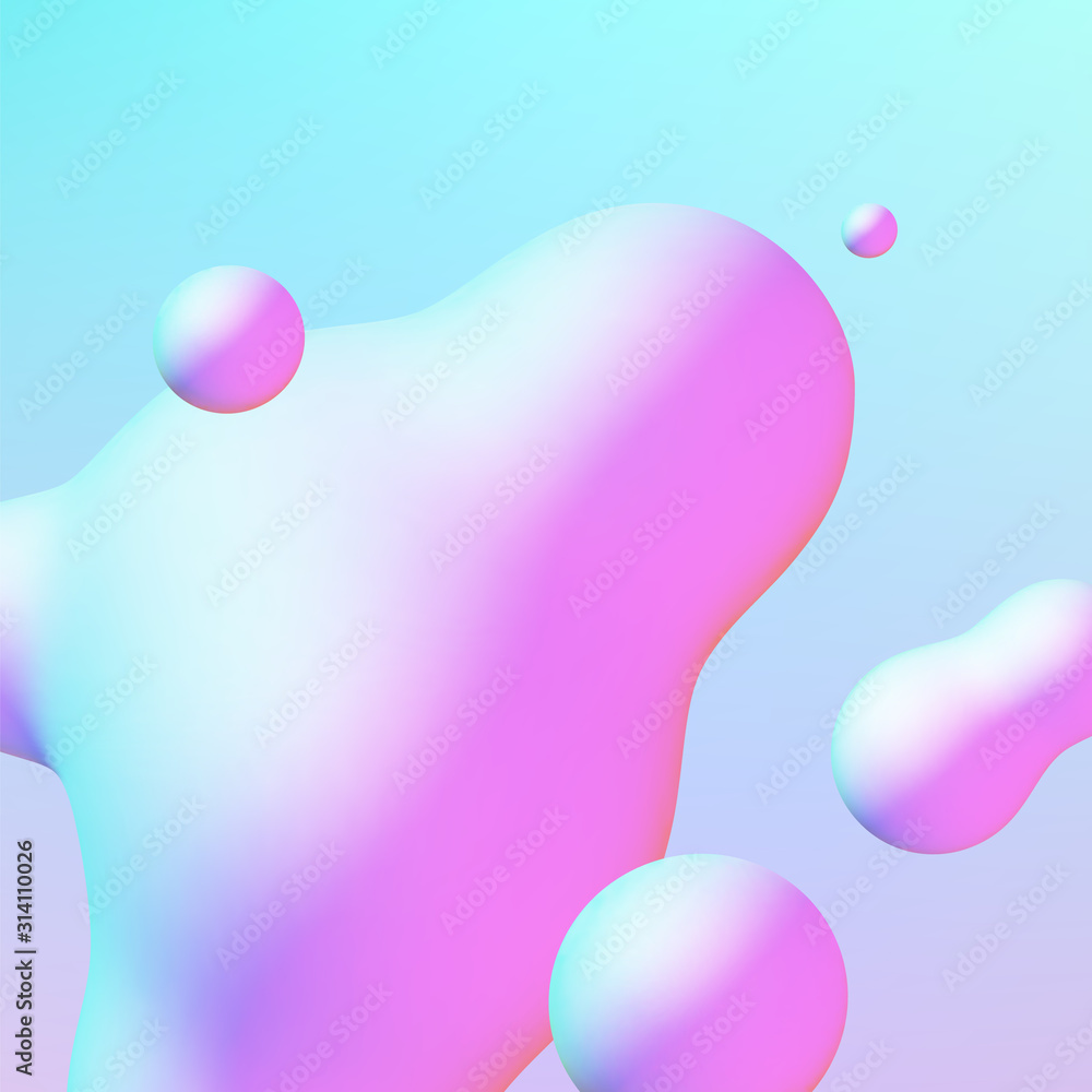 Poster fluid design liquid blobs with vibrant intense colors abstract background