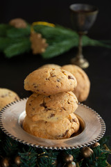 Homemade shortbread cookies with chocolate and jam.