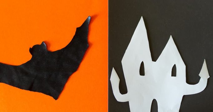 halloween background with silhouette of cat