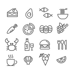Set of food icon isolated. Modern outline on white background