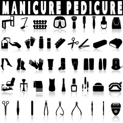 Pedicure and manicure vector icons set.