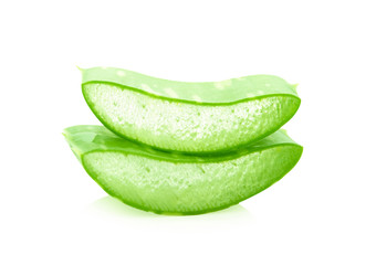 Aloe vera fresh leaf with clipping path on white background