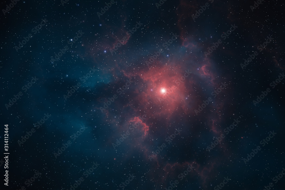 Wall mural deep space galaxy with red and blue nebula