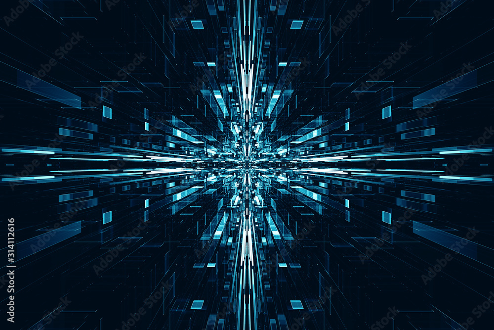 Wall mural abstract blue patterns technology background