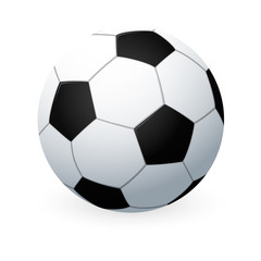 Classic design soccer ball. Realistic sport ball with shadow isolated on white background. Simple style football © Omeris