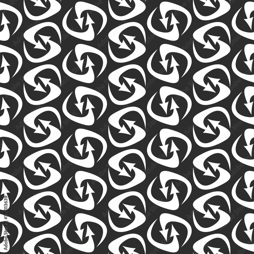 Poster refresh and reload arrows icon background. seamless pattern for interface design.