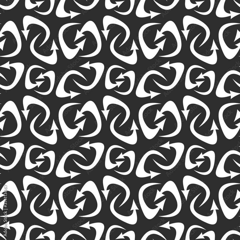 Poster refresh and reload arrows icon background. seamless pattern for interface design.
