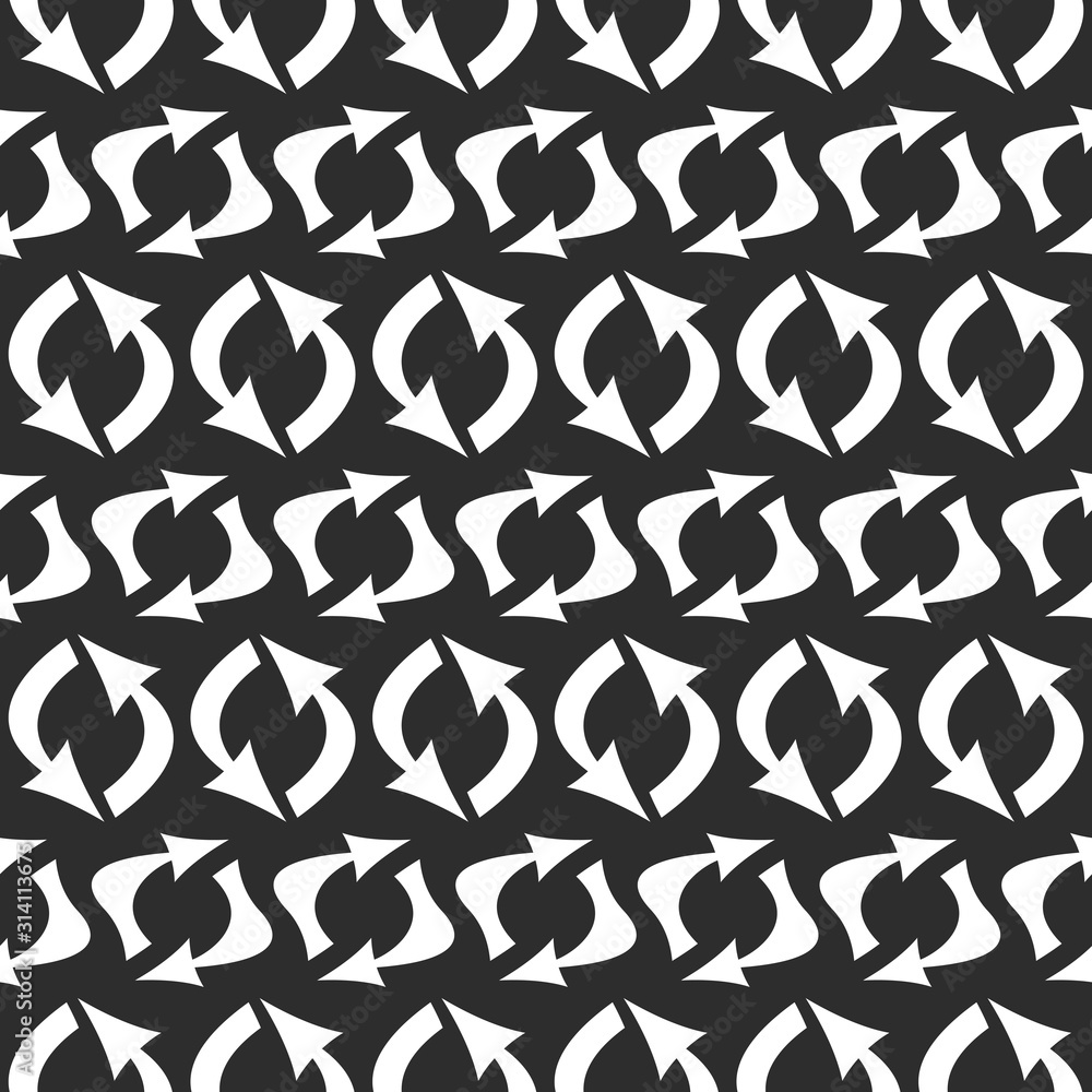 Poster refresh and reload arrows icon background. seamless pattern for interface design.