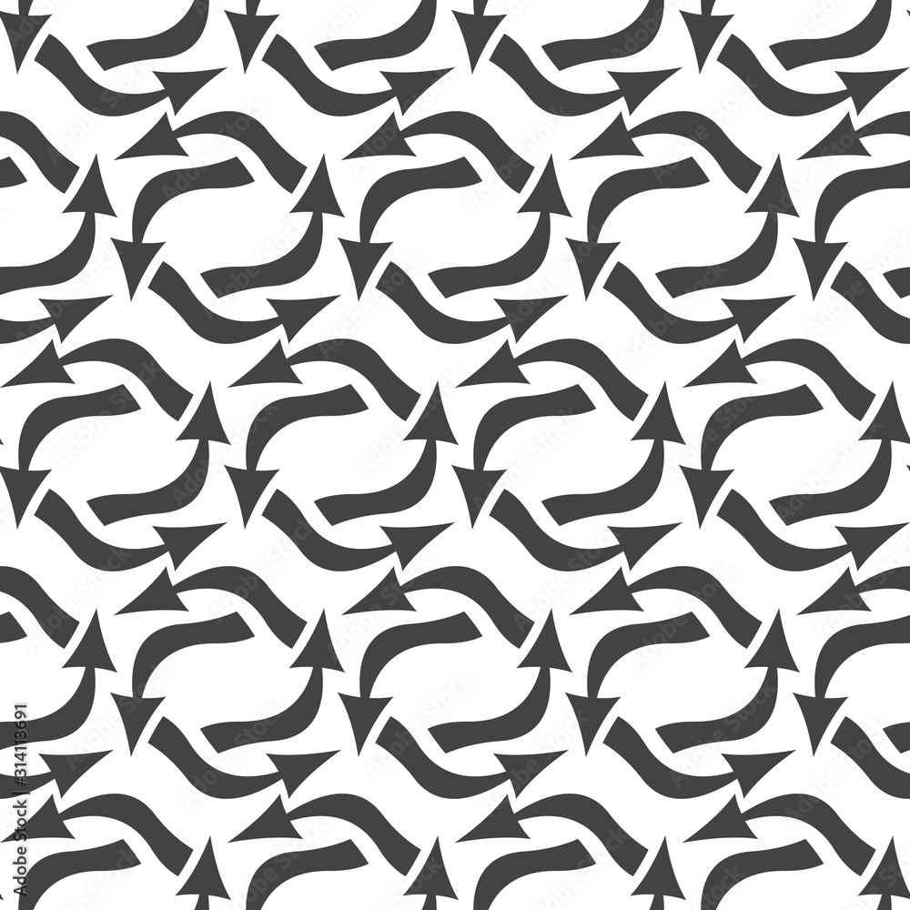 Poster refresh and reload arrows icon background. seamless pattern for interface design.