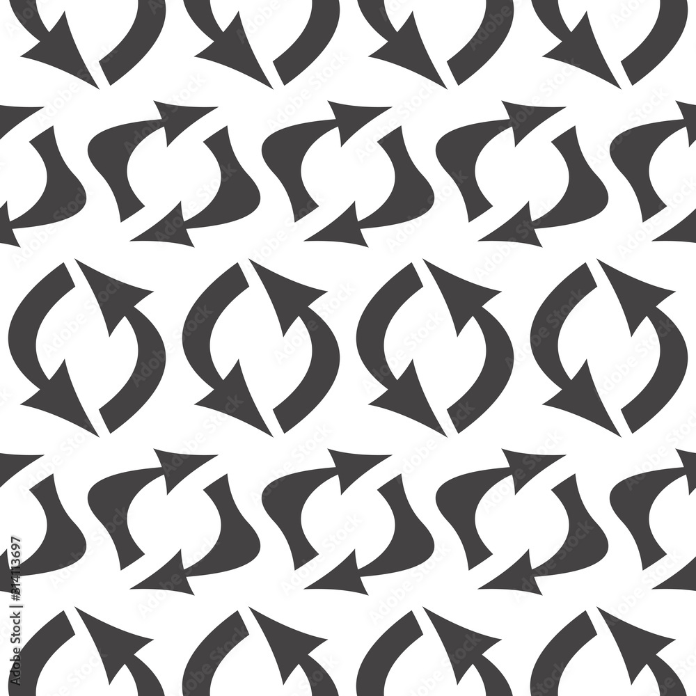 Poster refresh and reload arrows icon background. seamless pattern for interface design.