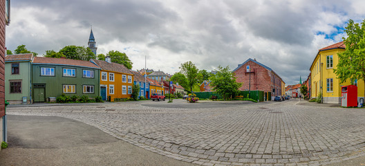 Impressions from the old city of the Norwegian city of Trondheim in summer