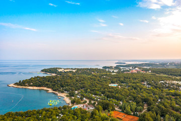 Naklejka na ściany i meble Resort area on the Adriatic coast in Croatia. Shooting from a drone.