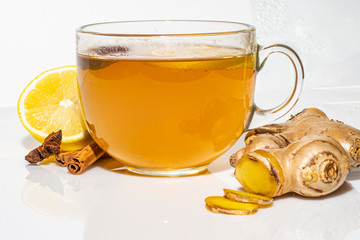 Healing tea with lemon and ginger in the winter is the best gourmet.
