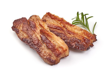 Fried pork belly, isolated on white background