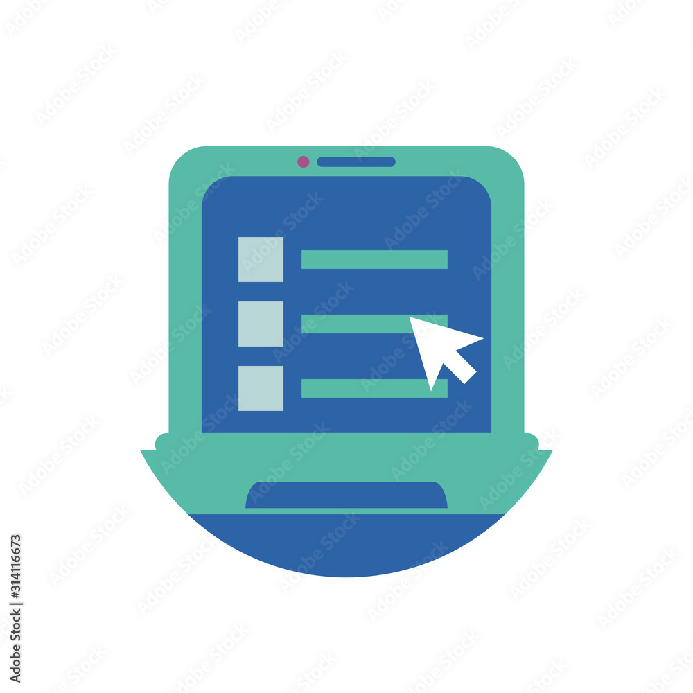 Poster isolated digital laptop and arrow cursor vector design