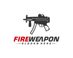 Weapon Fire logo design vector, Machine gun vector, Design Illustration