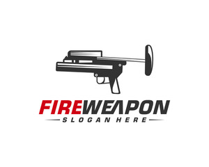 Weapon Fire logo design vector, Machine gun vector, Design Illustration