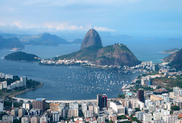 Sugarloaf Mountain, the famous landmark of Rio de Janeiro as Seen from Corcovado Hill in Rio de...