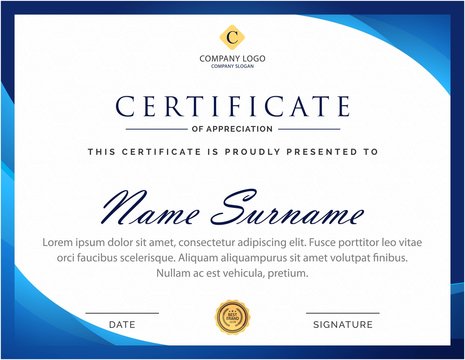 Modern blue Creative certificate design