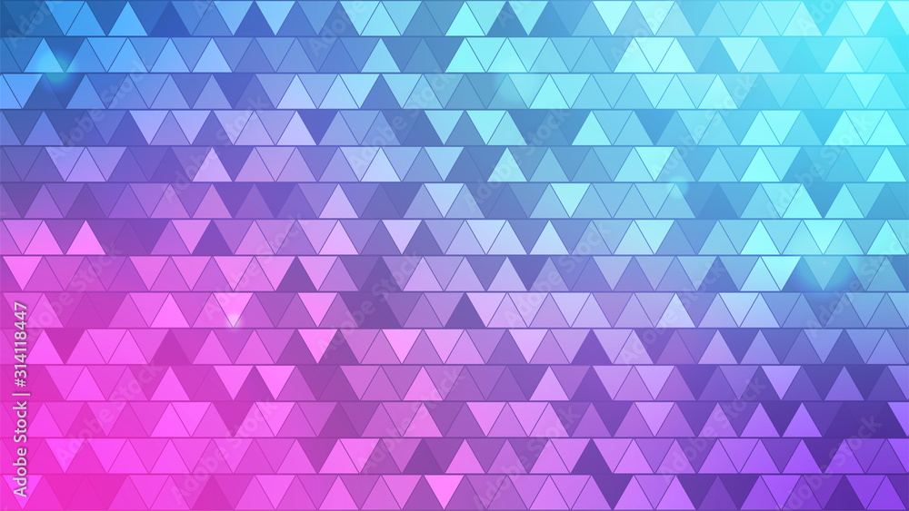 Poster abstract triangle pattern. triangular shapes on gradient background. blue, pink violet gradient. fut