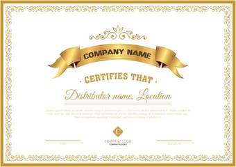 Golden luxury Certificate of Appreciation template.Trendy geometric design. Layered eps10 vector.