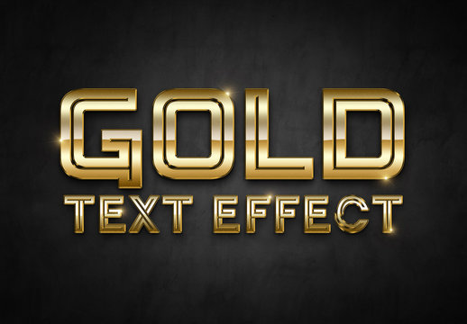 Gold 3D Text Effect Mockup