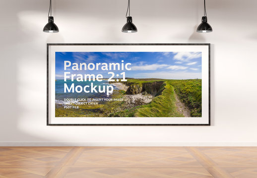 Panoramic Frame on Wall Mockup
