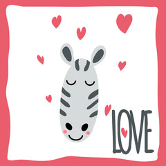 Children's illustration with a Zebra in love - 314119645