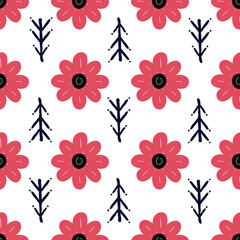 seamless pattern consisting of flowers and leaves - 314119828