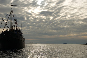 Old fishing boat in the Barents Sea.