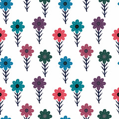 seamless pattern consisting of flowers and leaves - 314119847