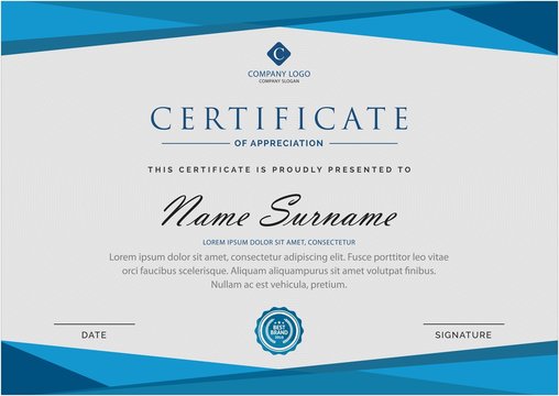 Modern and creative Certificate of Appreciation template.Trendy geometric design. Layered eps10 vector.